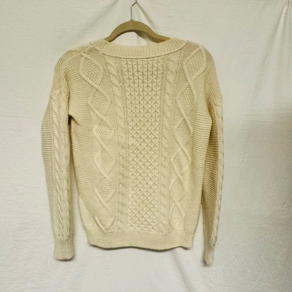 J. Crew Pullover Knit Sweater Wool‎ Mohair White/Beige XS Warm Fisherman Core